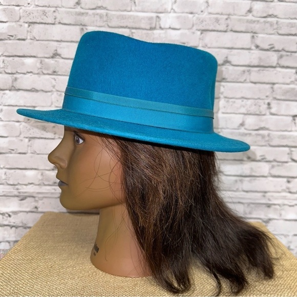Zephyr Women's Blue Felt Hat Ribbon Tassels Henry Pollack New York Vintage UNION - Picture 3 of 9